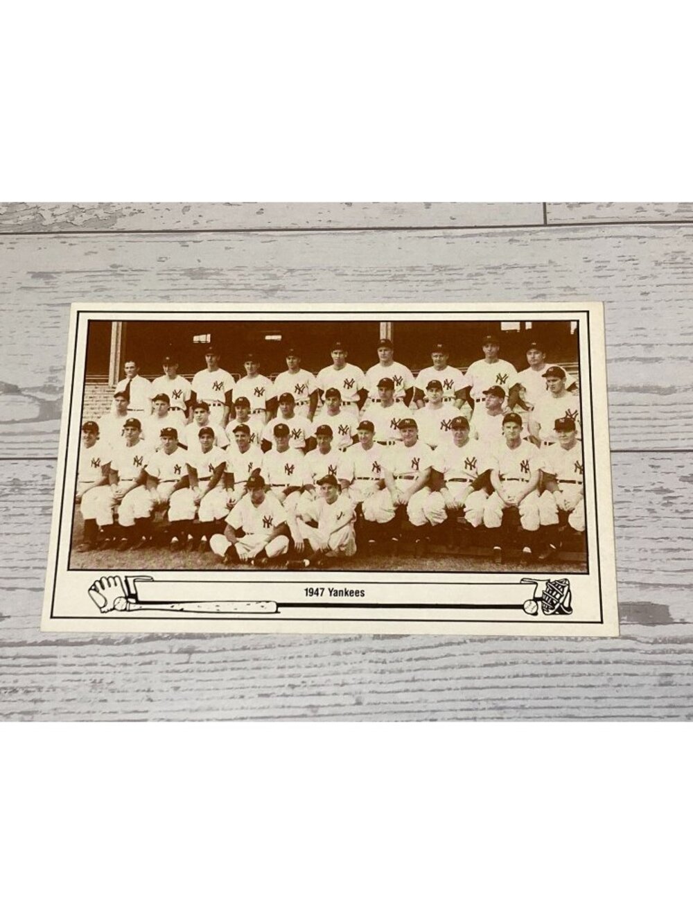 Playball Photo Postcard 1947 New York Yankees Team Baseball TCMA Collectible
